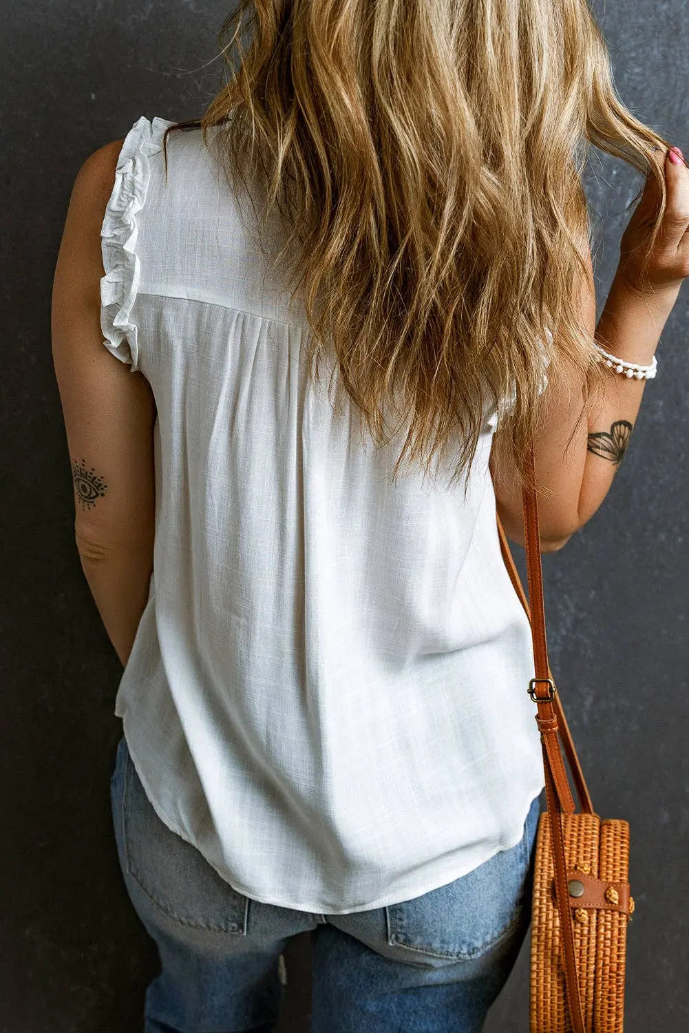 Ruffle Trim Tank Top - Branded By Barta