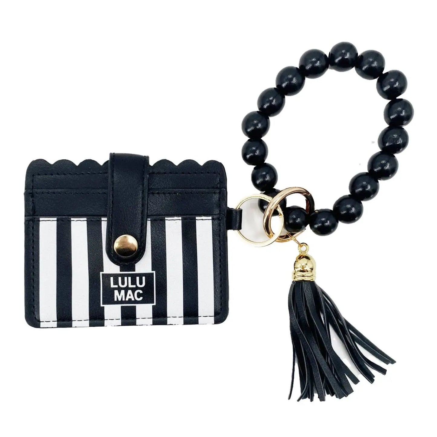 LM-7311 Beaded Wristlet ID Wallet Black Stripe Darby Girlie Girl Originals