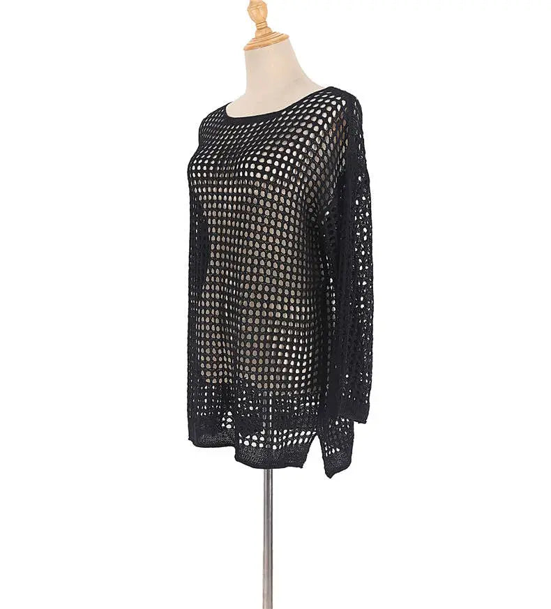 Open knit beach riot bikini coverup top HIDDENBRAND