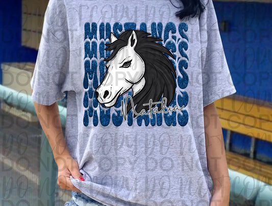 Mustangs Stacked Horse Tee - Branded By Barta