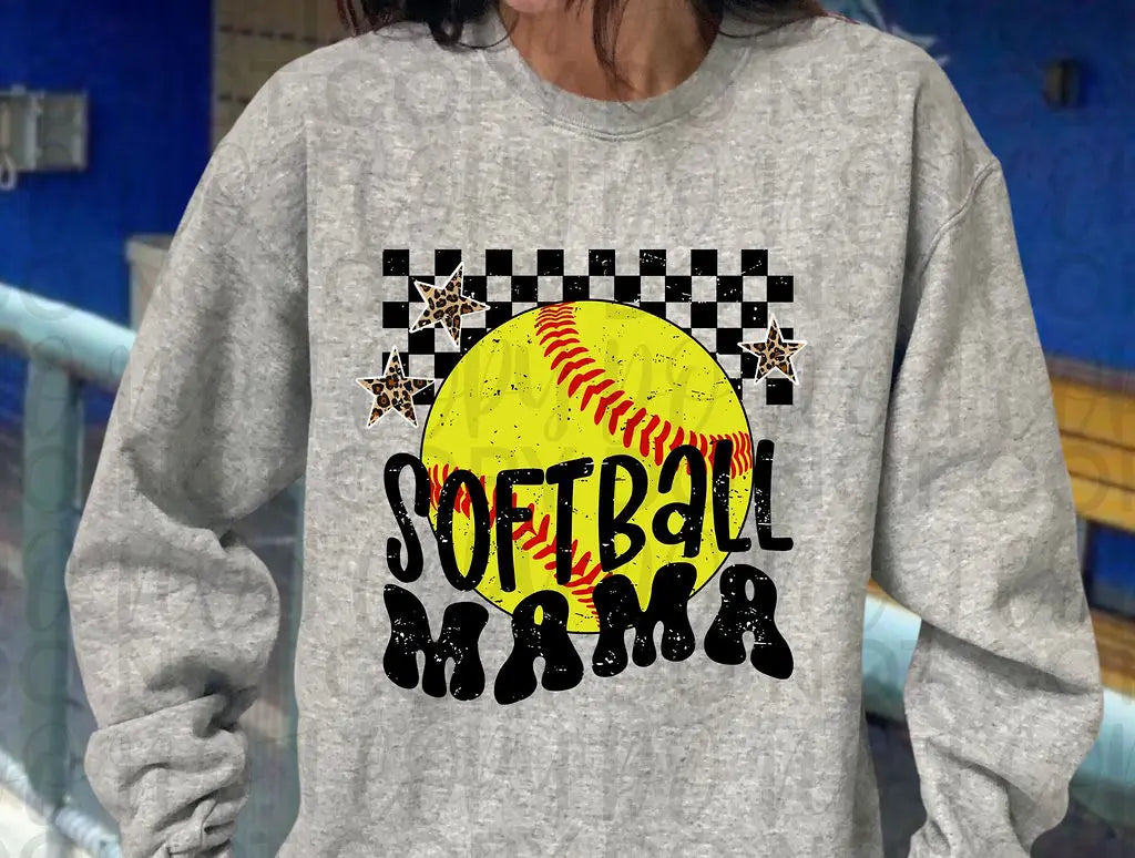 Checkered Softball Mama - Branded By Barta