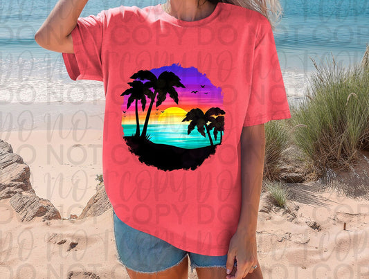 Beach Palm Tress Bright