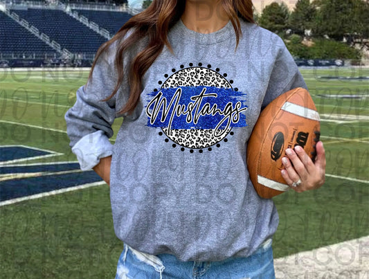 Mustangs Leopard Blk Tee - Branded By Barta