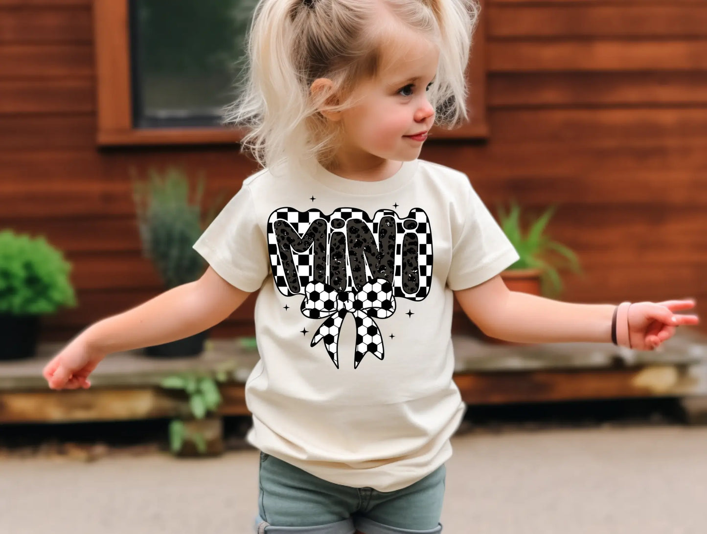 Mini Checkered Soccer Bow - Branded By Barta