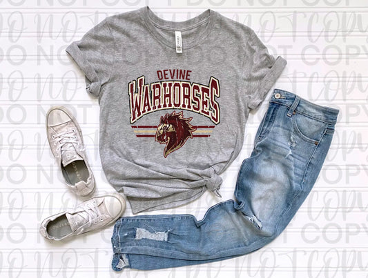 Devine Warhorses Distressed Mascot Tee - Branded By Barta