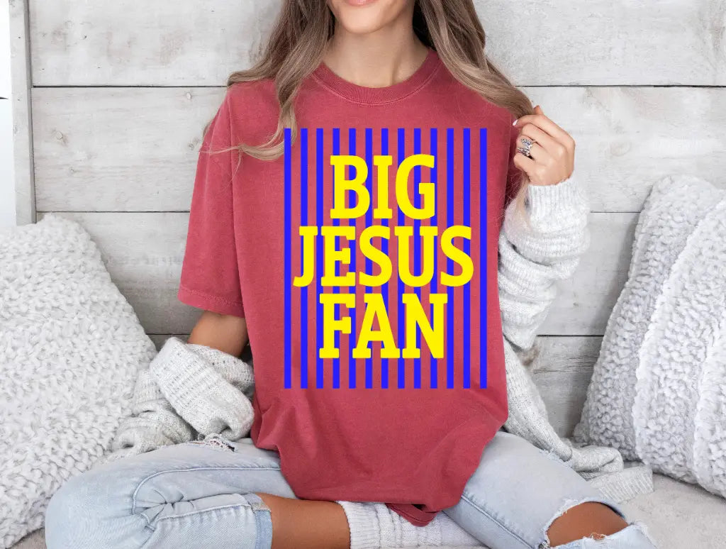 Big Jesus Fan Blue & Yellow brandedbybarta