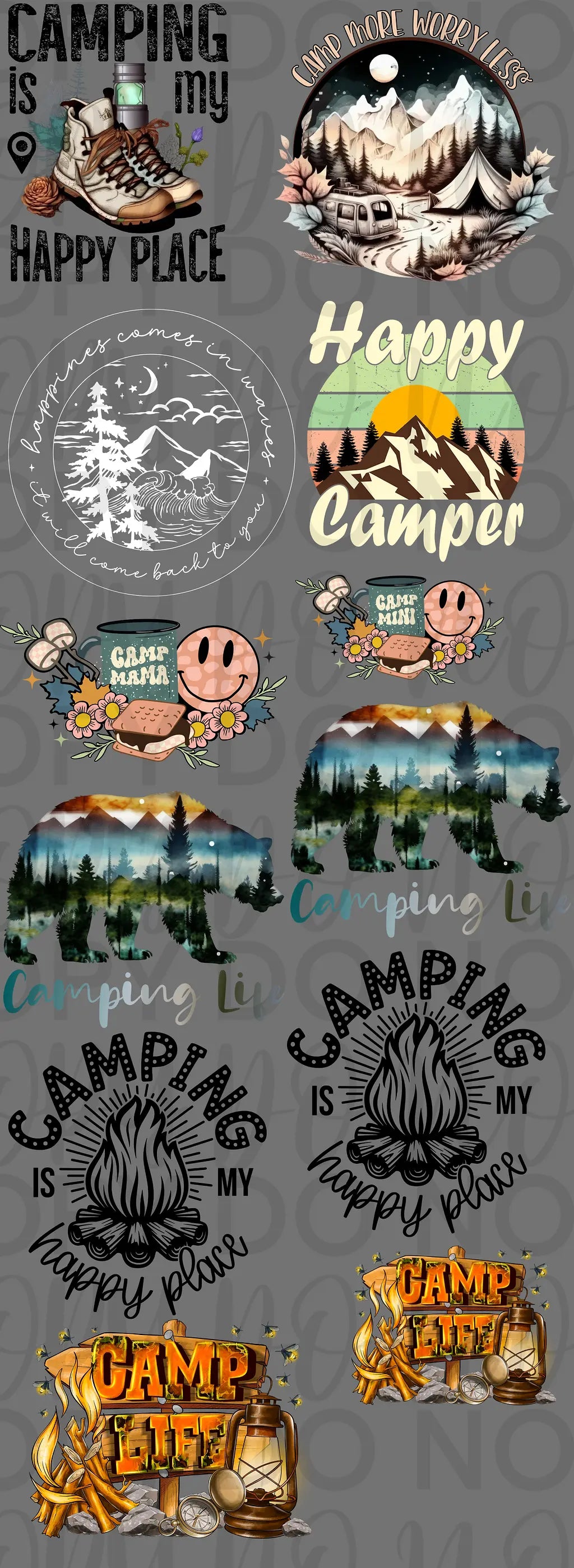 Camping Pre Made Gang Sheet - Branded By Barta