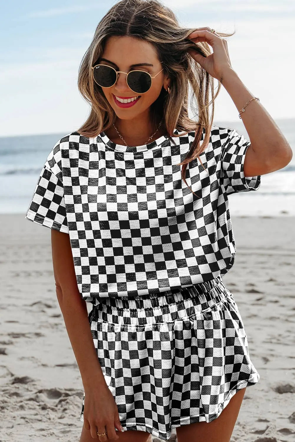Checkerboard Top & High Waist Skorts 2 Piece Set | S-XL Aapparella
