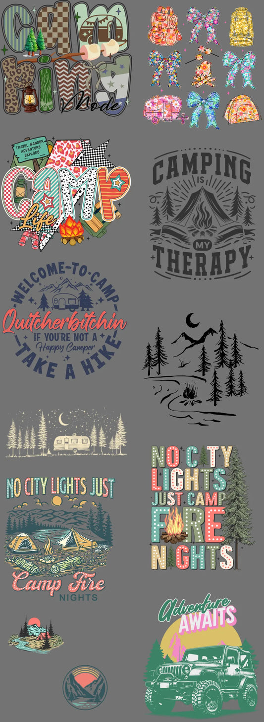 Camping Pre Made Gang Sheet brandedbybarta