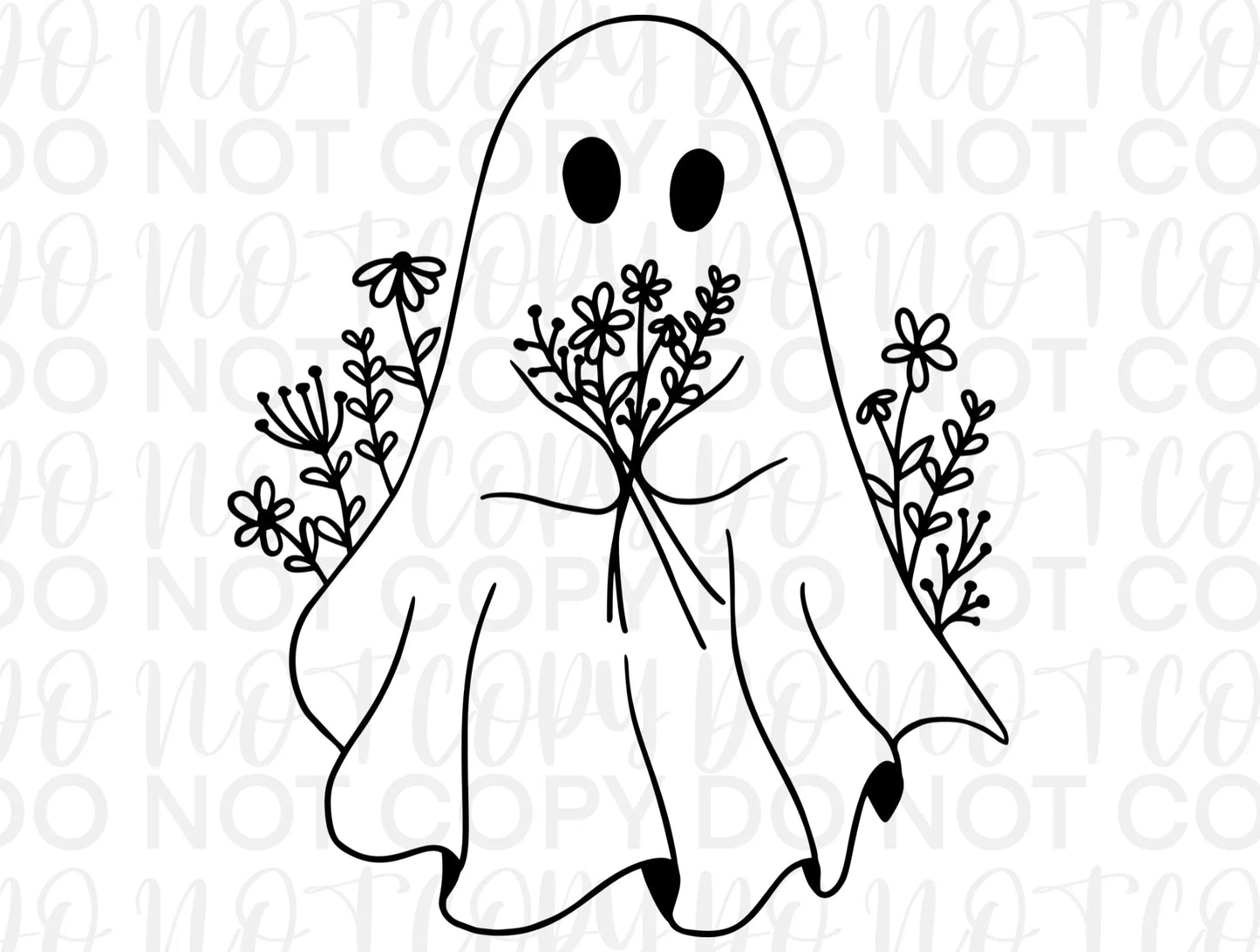 Ghost Floral 2 Screen Print Black - Branded By Barta