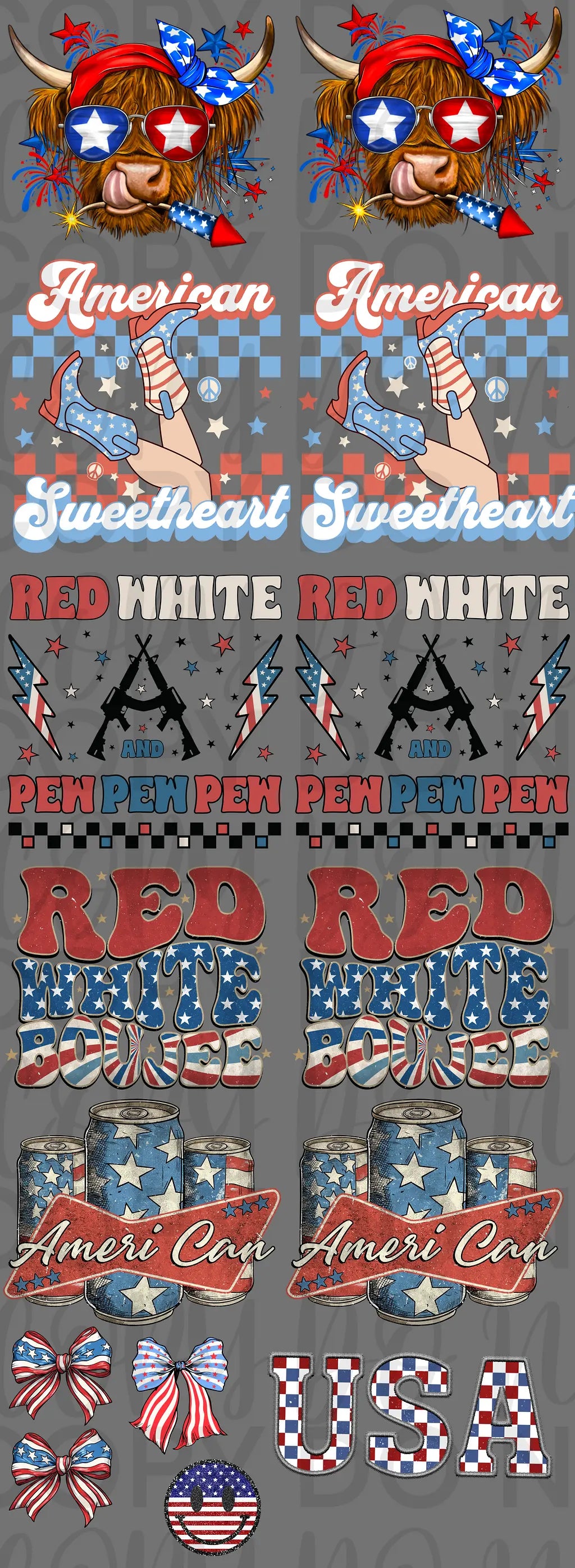 4th Of July Pre Made Gang Sheet - Branded By Barta