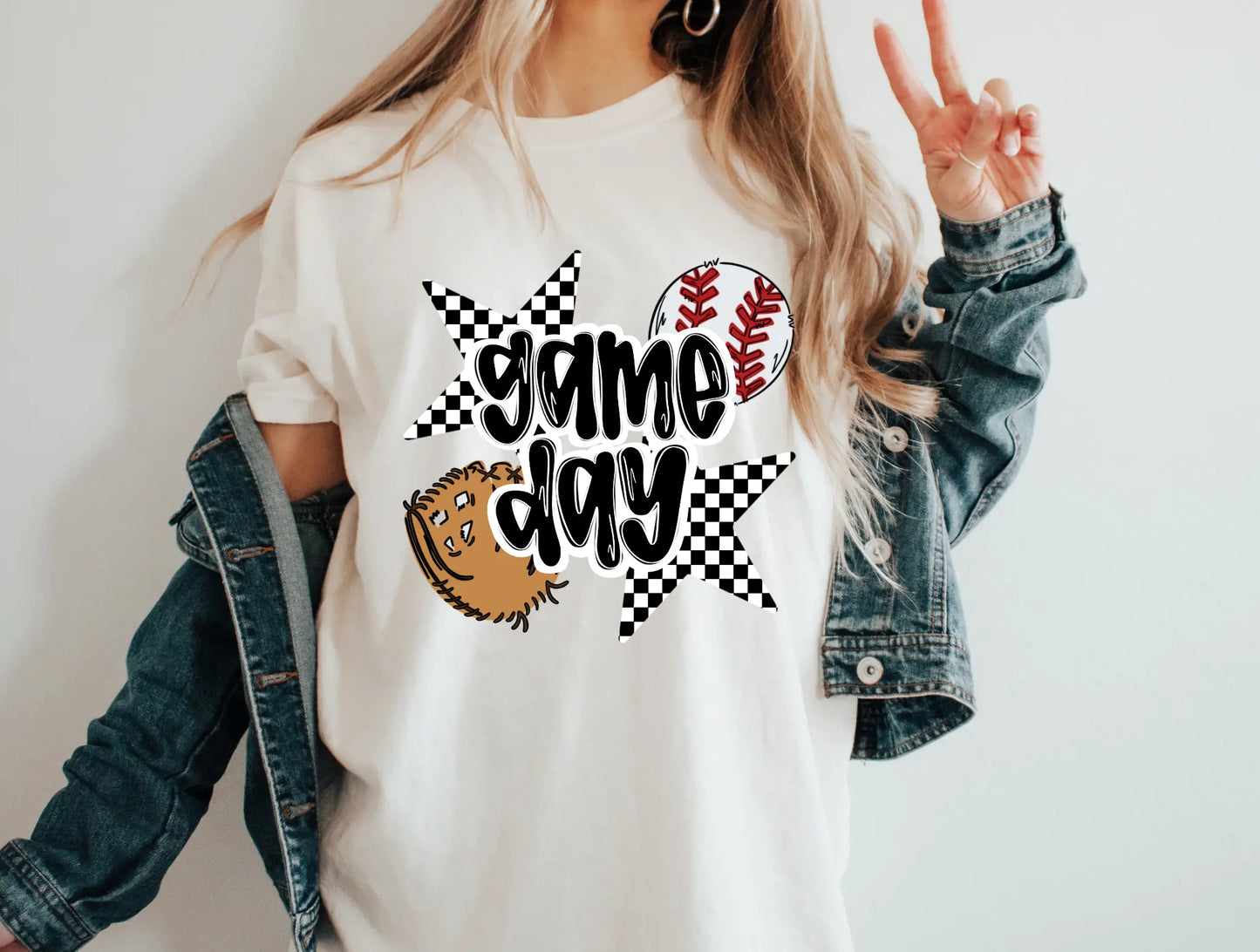 Baseball game day checkered star - Branded By Barta