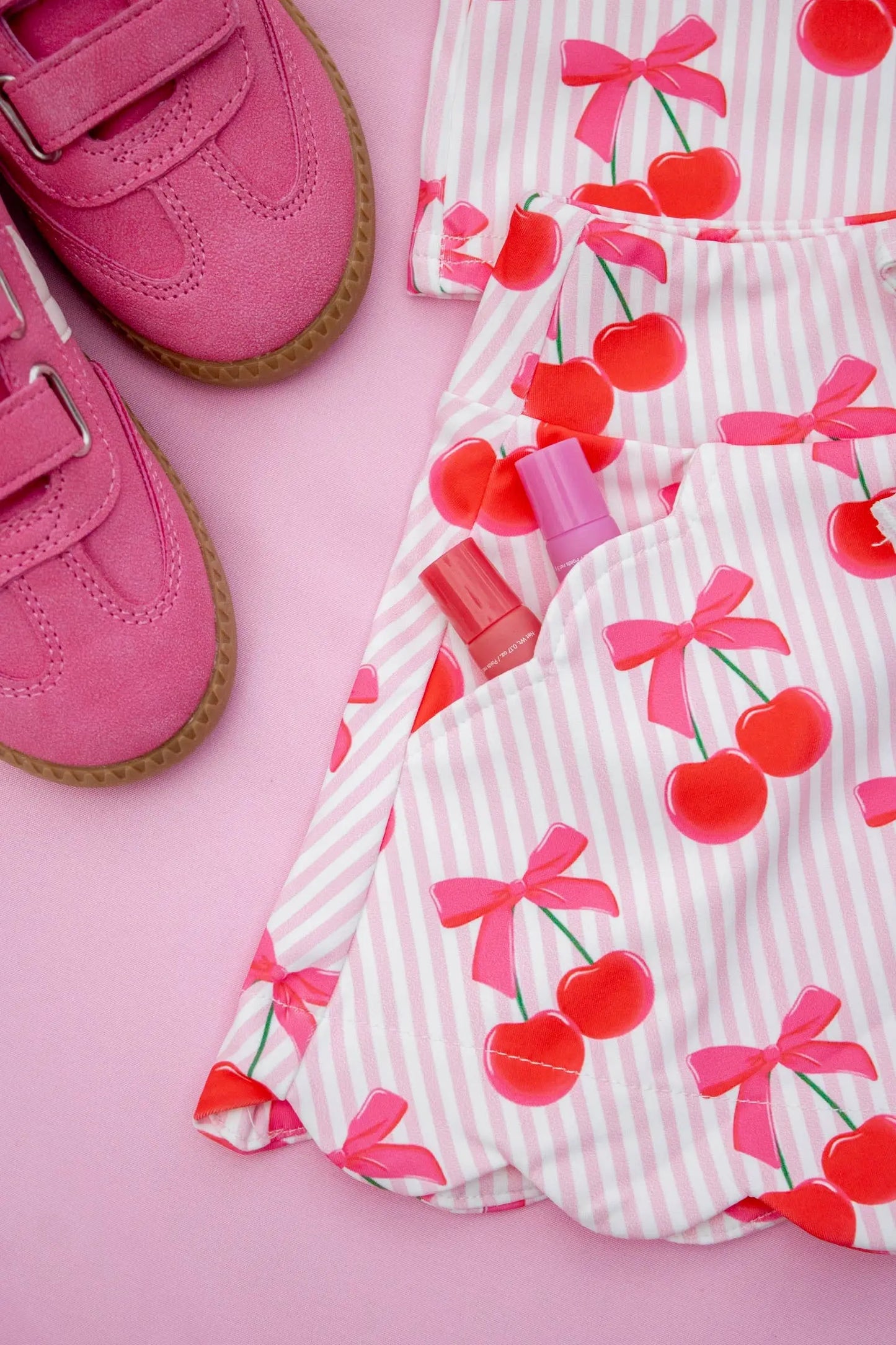 Scalloped Skirt Set- Cherry Pop Wild Luxe