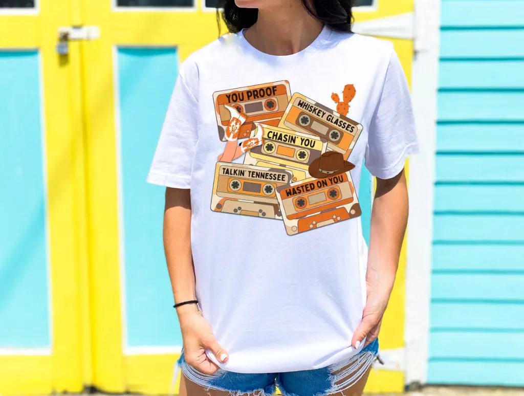 MW- Cassette Tapes- CC White- Graphic Tee - Branded By Barta