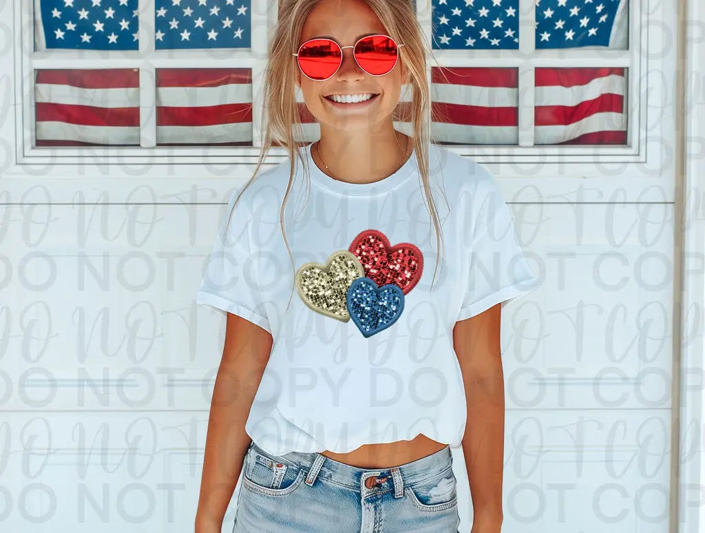 Red White Blue 3 Heart - Branded By Barta