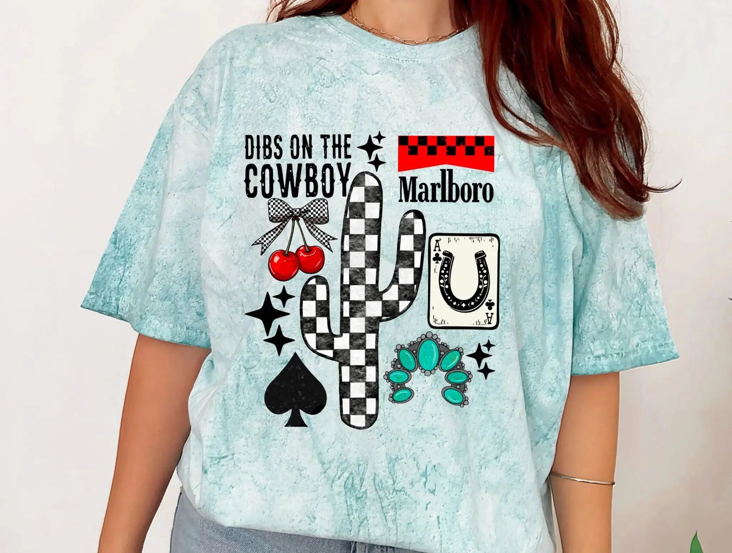 Dibs on cowboy checkered turquoise - Branded By Barta