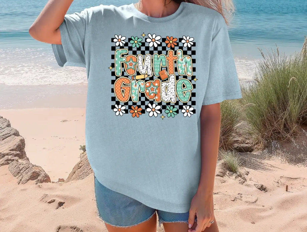 Fourth Grade Checkered Floral brandedbybarta