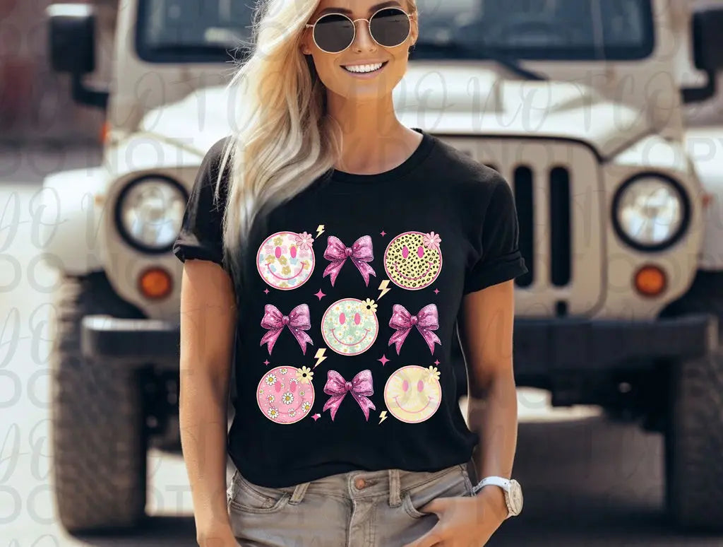 Pastel Floral Bow Smiley Face Collage