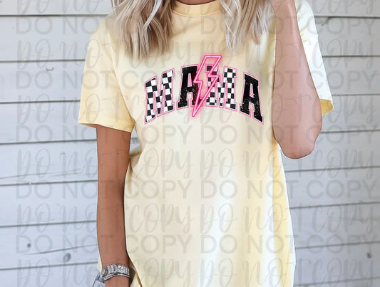 Checkered Neon Mama Tee - Branded By Barta