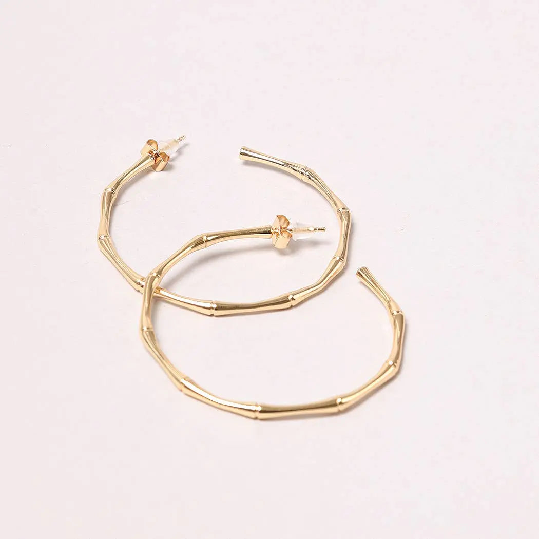 14K Gold-Dipped Textured Hoop Post Earring - Branded By Barta