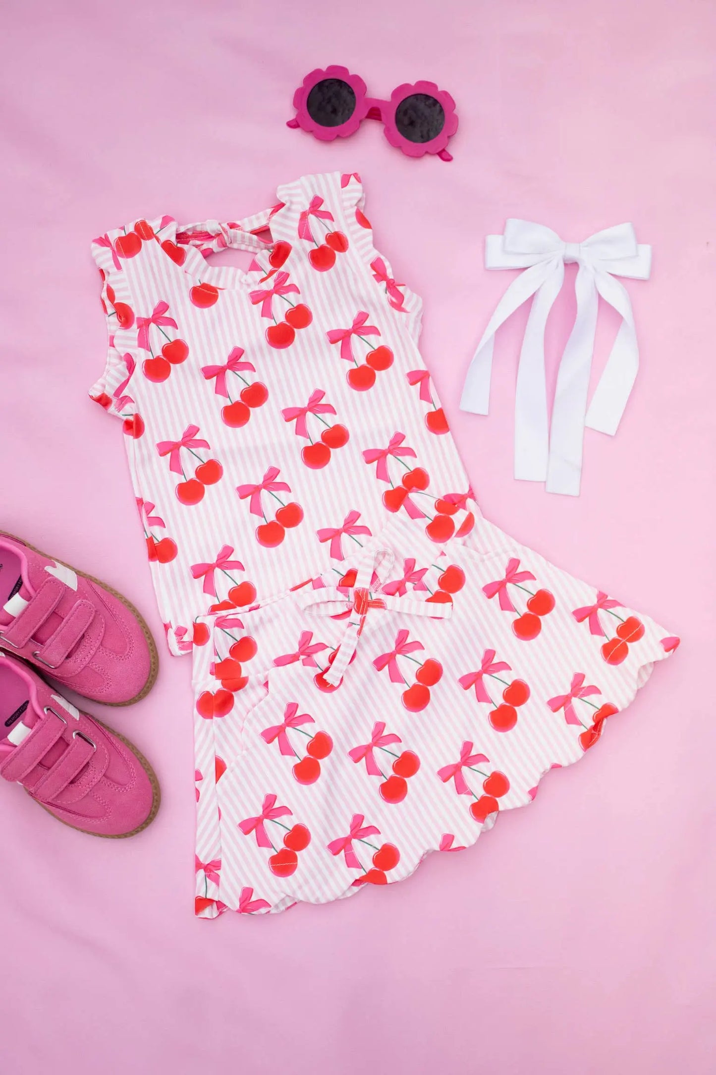 Scalloped Skirt Set- Cherry Pop Wild Luxe