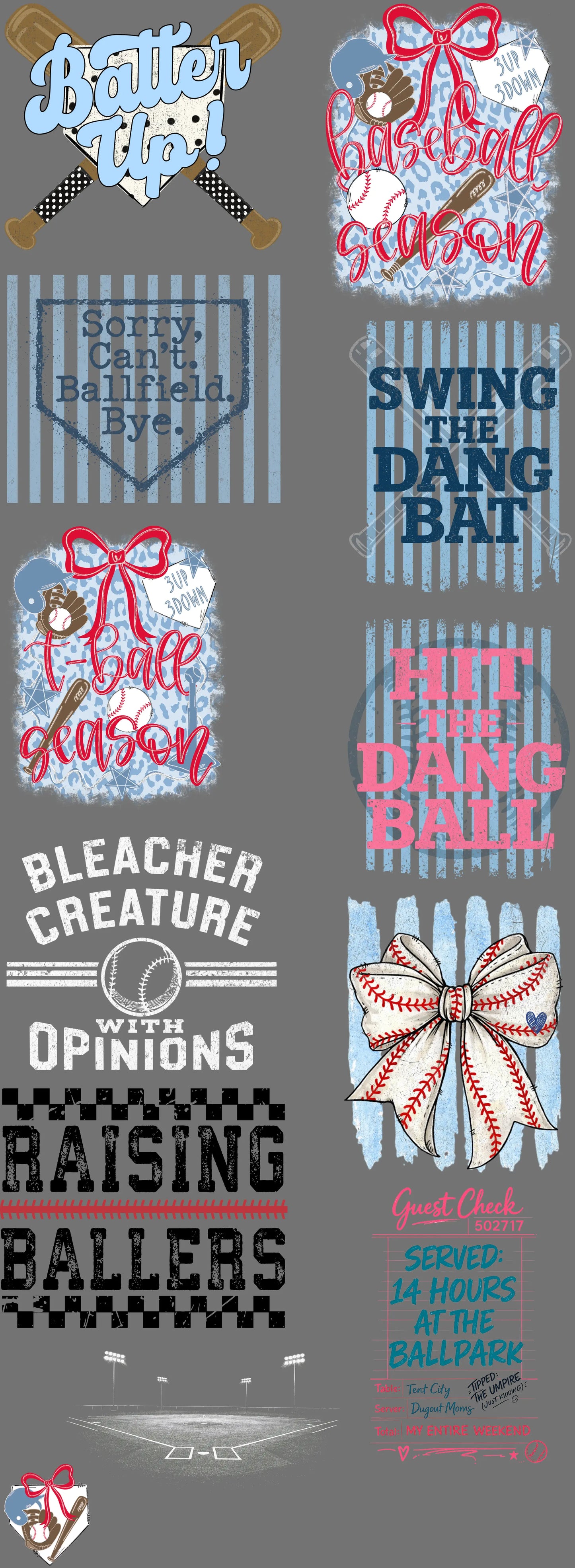 Softball, Baseball, & T-ball Pre Made Gang Sheet 2 brandedbybarta