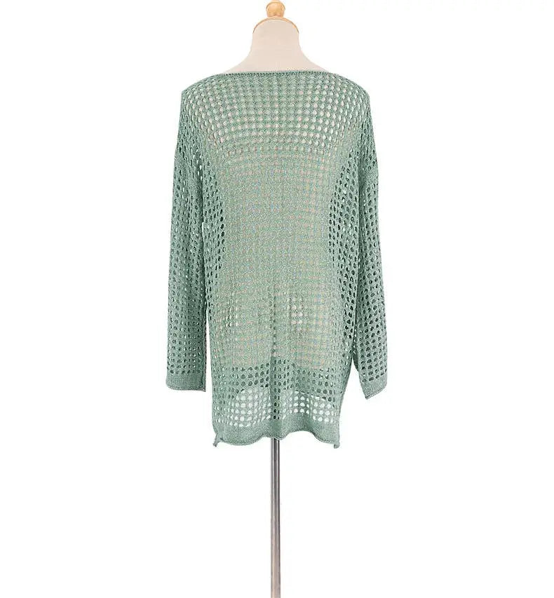 Open knit beach riot bikini coverup top HIDDENBRAND