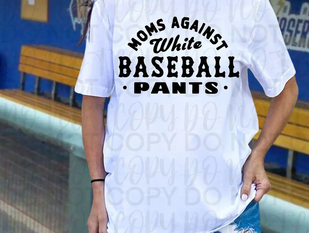 Moms Against White Baseball Pants - Branded By Barta