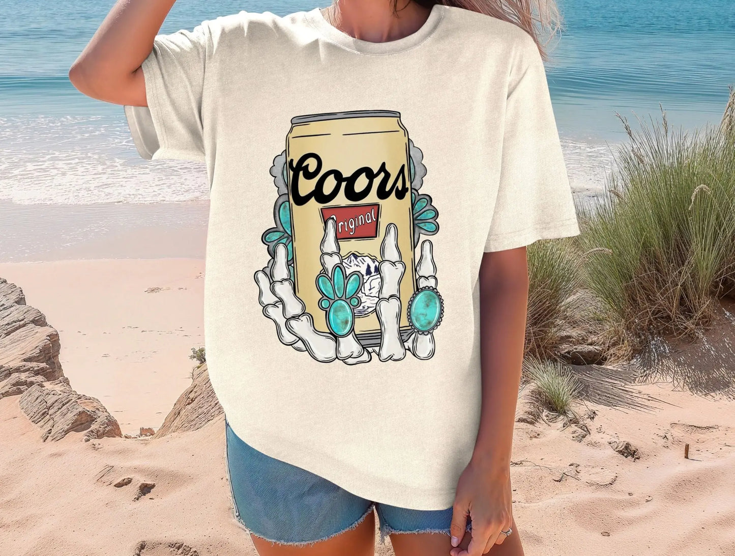 Coors skele hand turquoise CC ivory - Graphic Tee