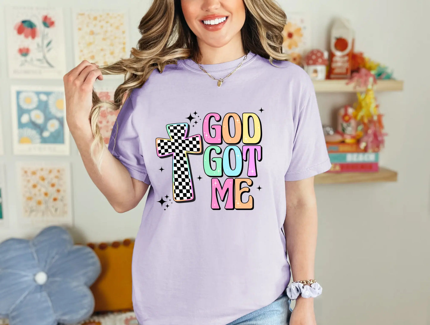 God Got Me Checkered Cross