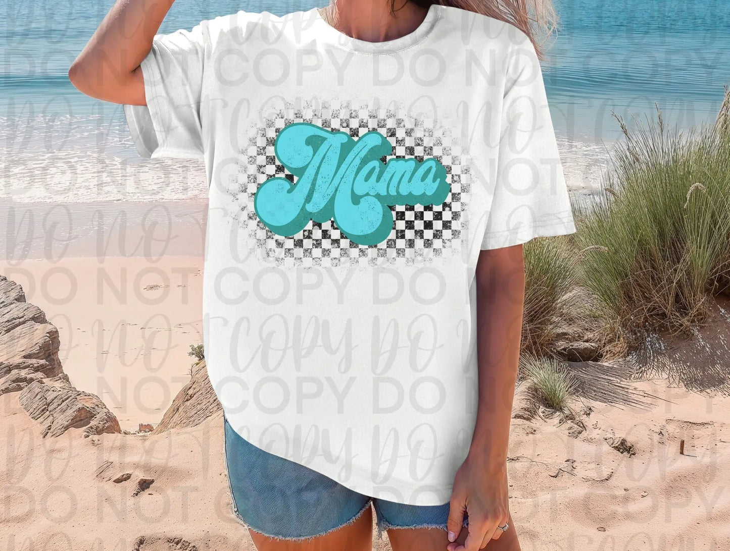 Mama Checkered Teal - Branded By Barta