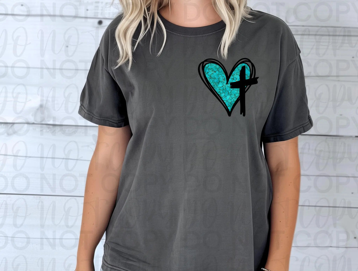 Turquoise heart with cross - Branded By Barta