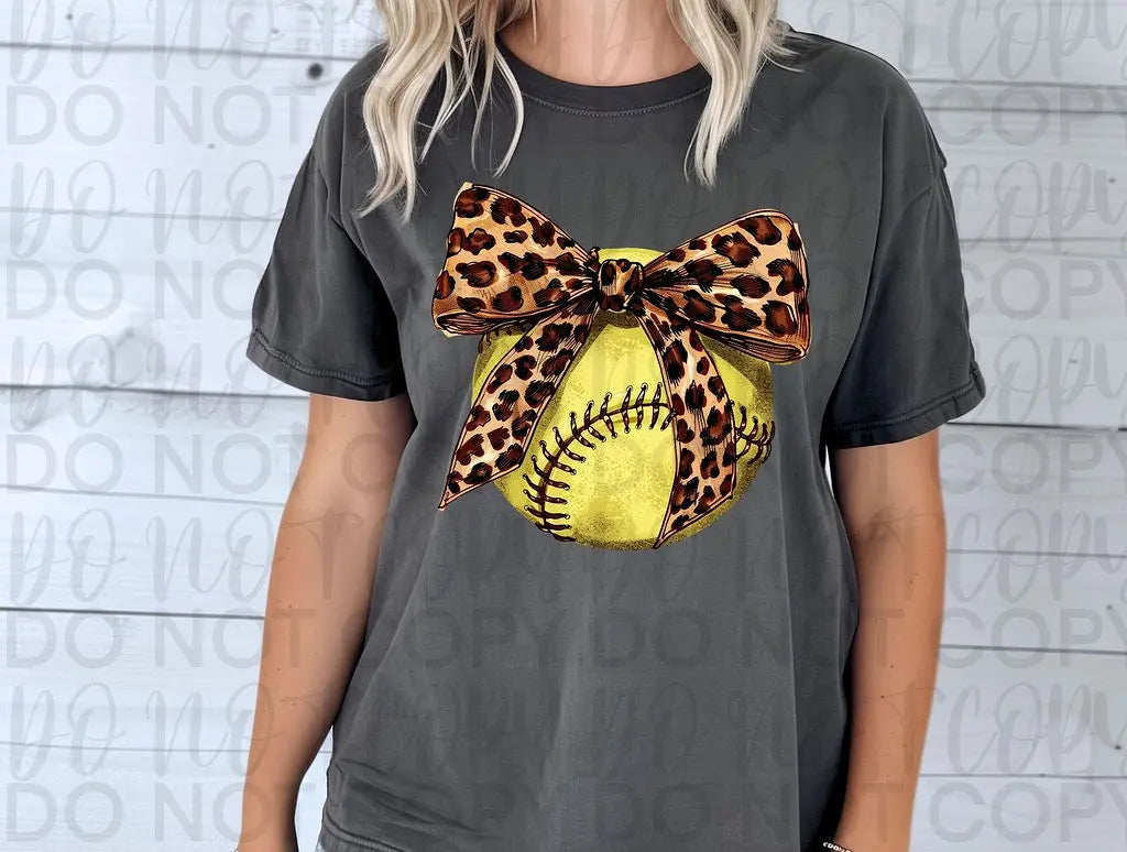 Softball Leopard Bow - Branded By Barta
