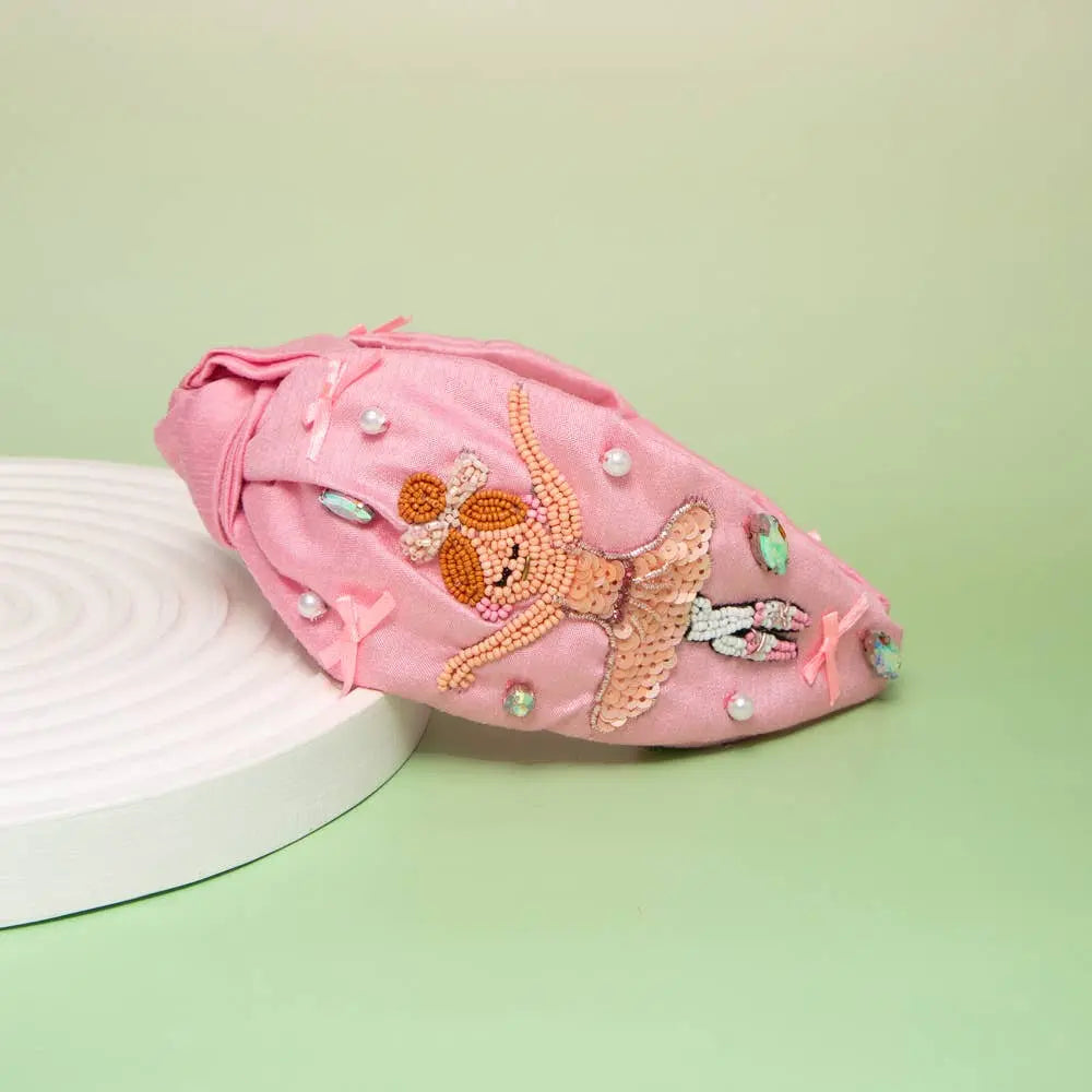 Christmas Ballerina Crystal Pearl Seed Beaded Headband SP Sophia Collection