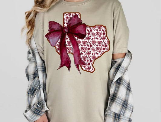 Maroon Floral Bow Texas brandedbybarta