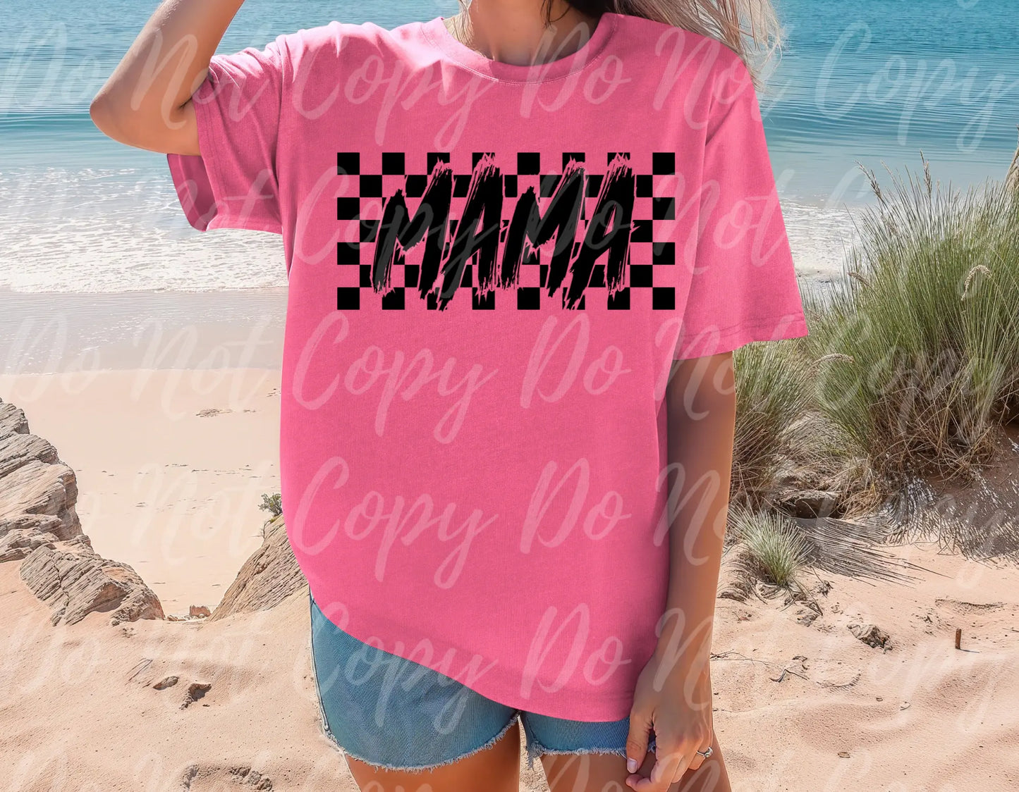 Distressed Mama Checkered Rock & Roll - Branded By Barta