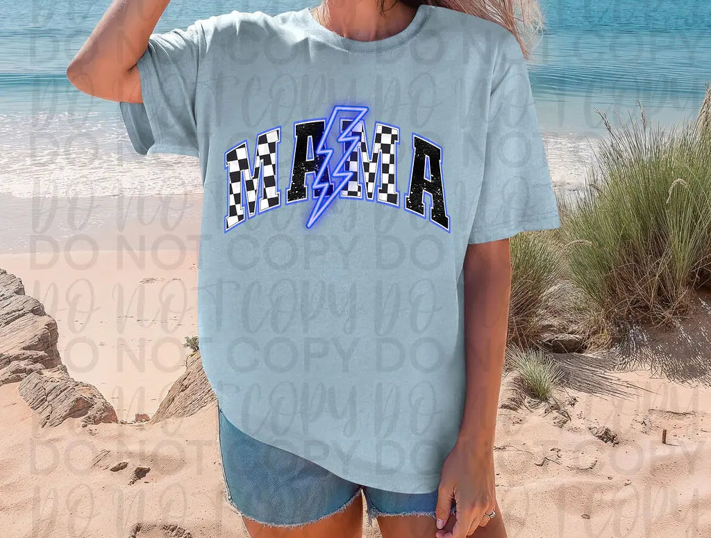 Checkered Neon Mama Tee