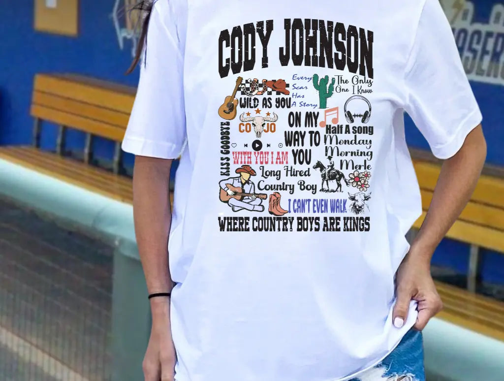 CJ- Song collage- CC White- Graphic Tee - Branded By Barta