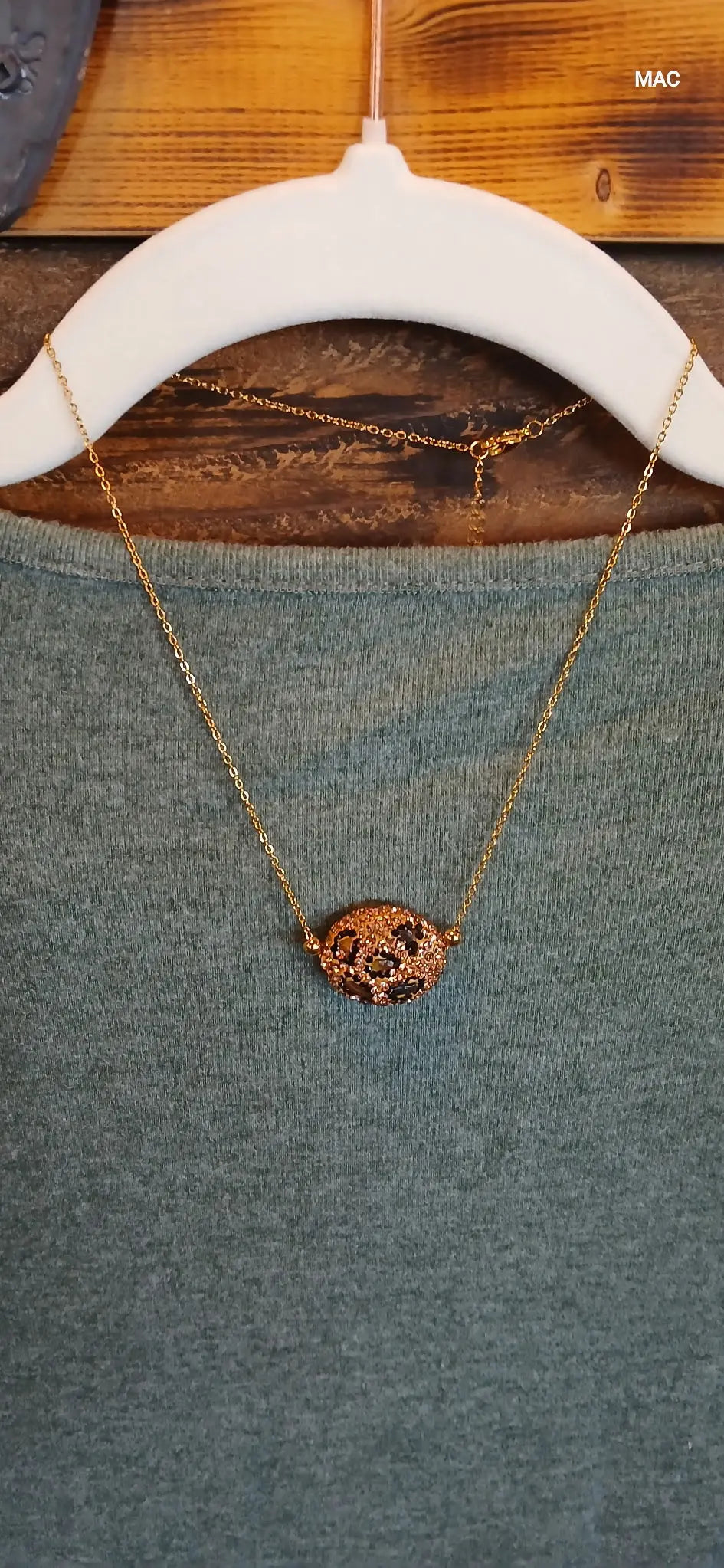 Leopard Pendant Necklace Stone Branded By Barta