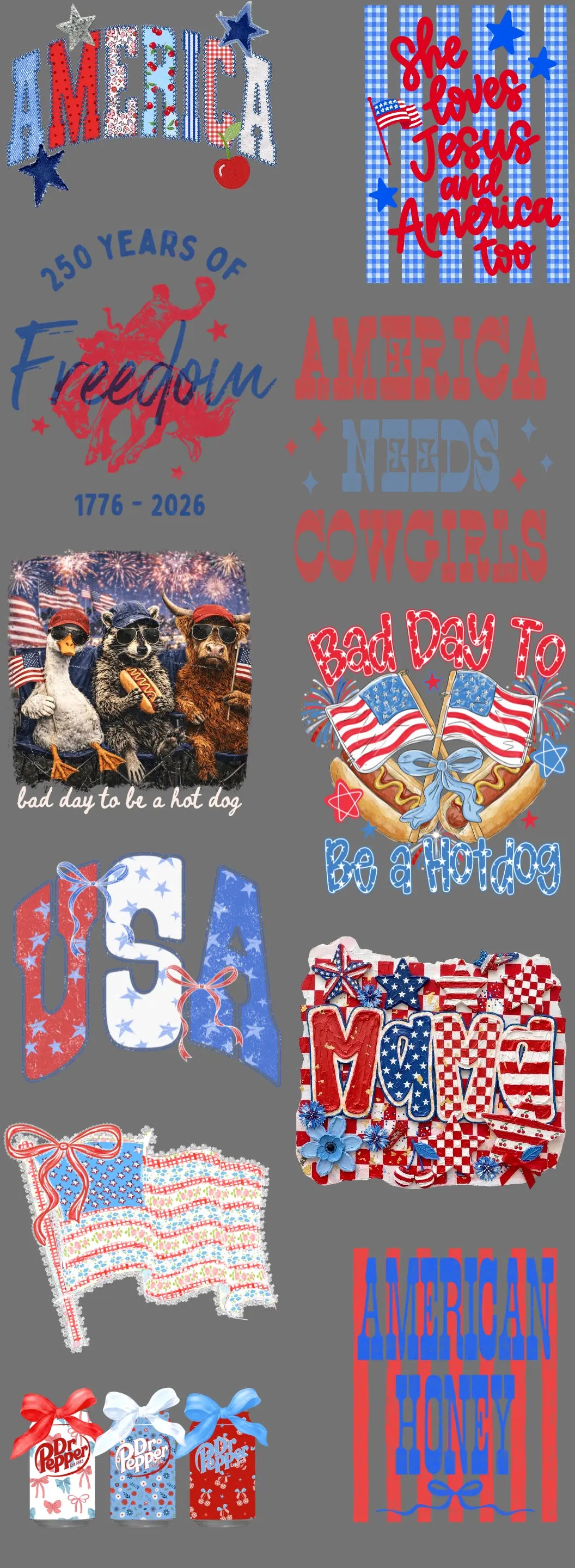 Red White & Blue Pre Made Gang Sheet brandedbybarta