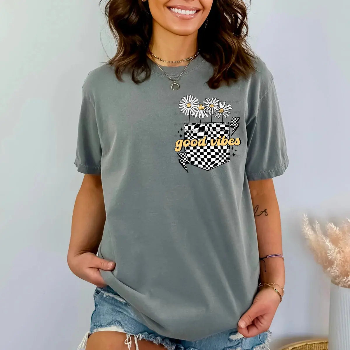 Good Vibes checkered pocket - Branded By Barta