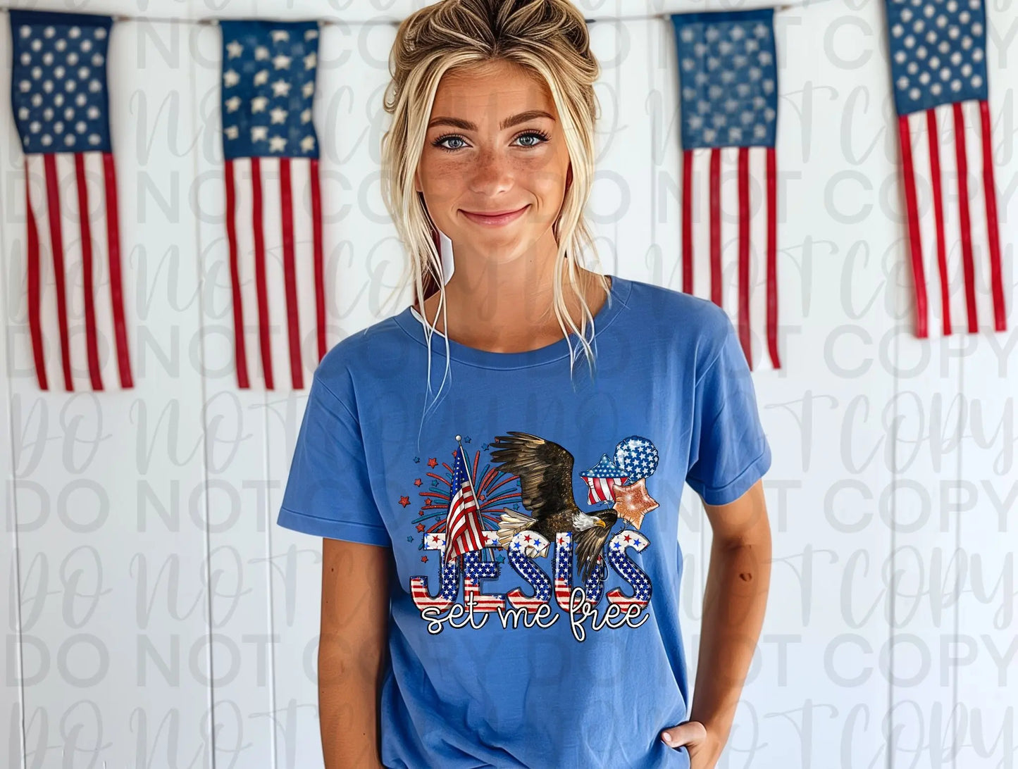 Jesus set me free, red white and blue - Branded By Barta