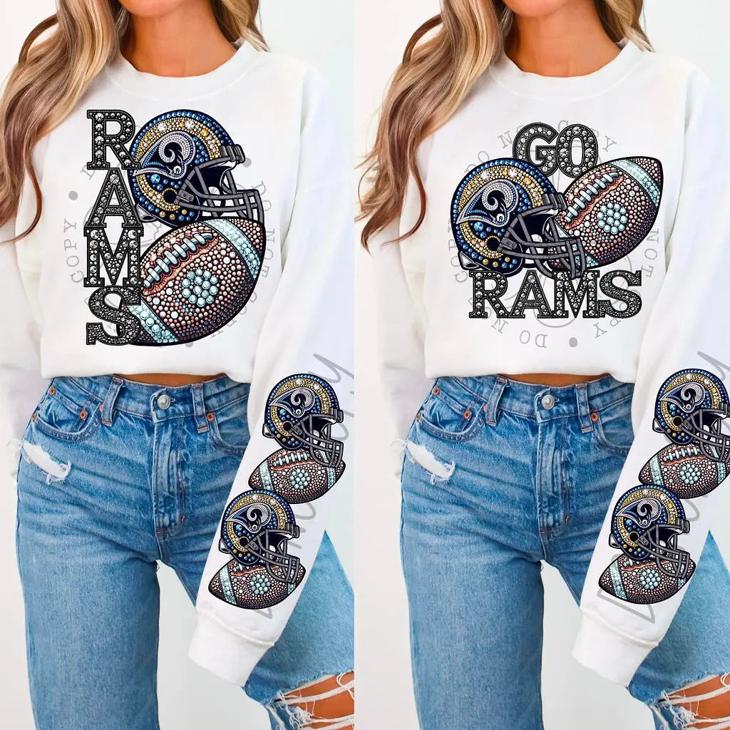 Rams Rhinestone Football - Branded By Barta