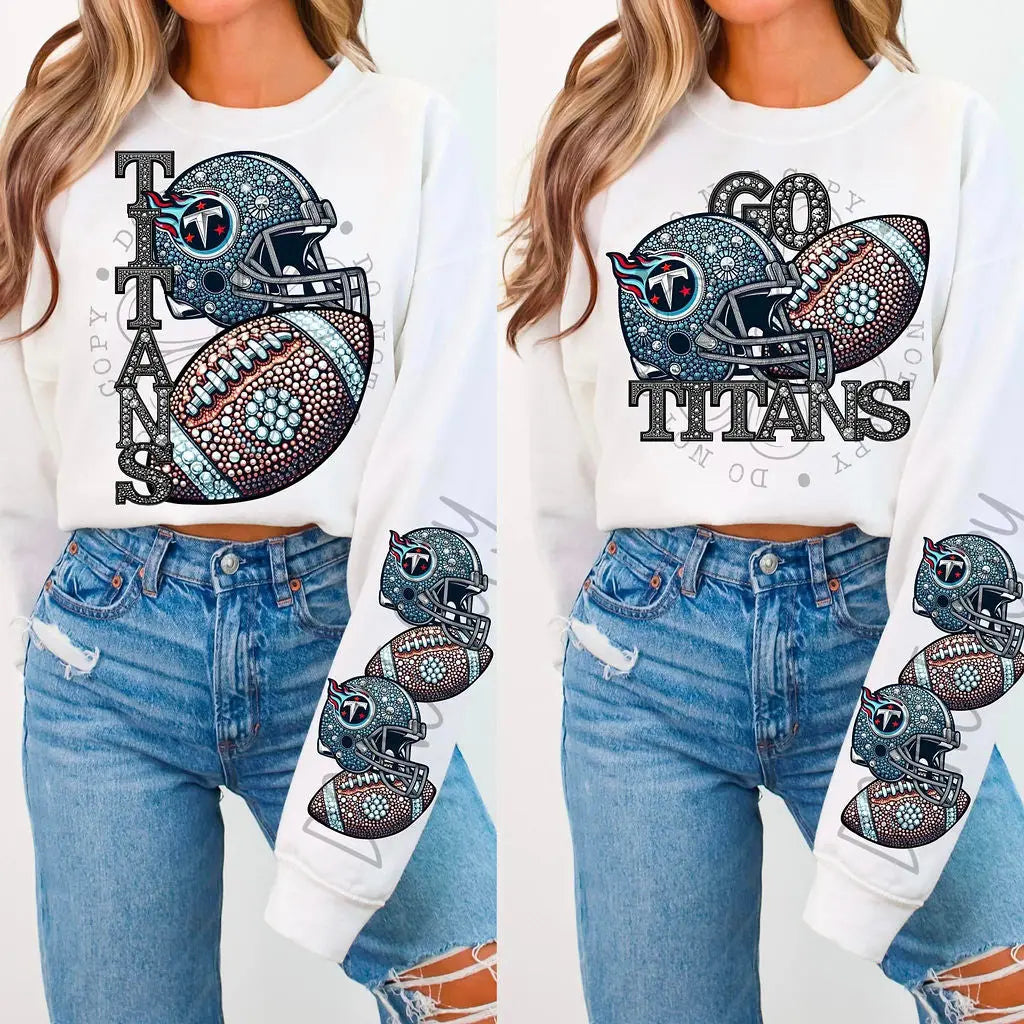Titans Rhinestone Football - Branded By Barta