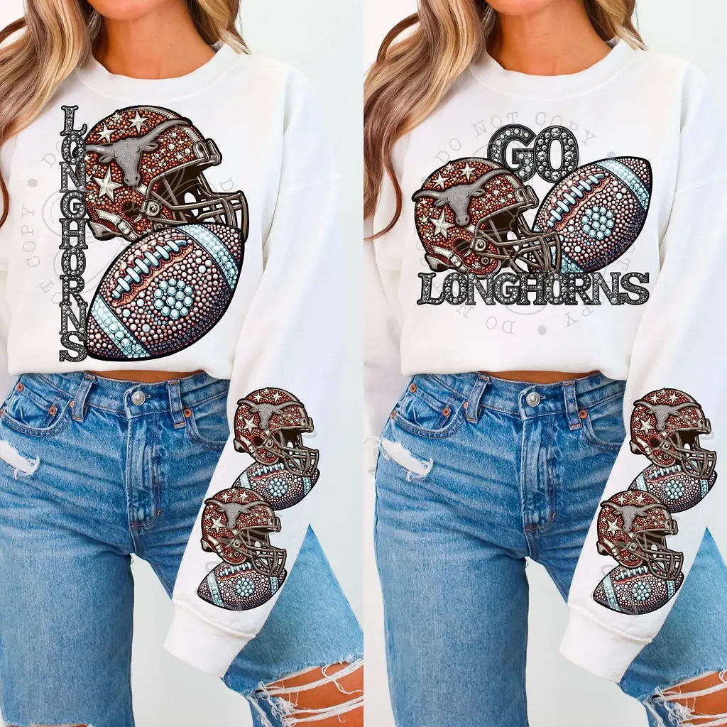 Longhorns Rhinestone Football - Branded By Barta