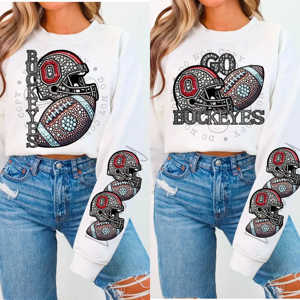 Buckeyes Rhinestone Football - Branded By Barta