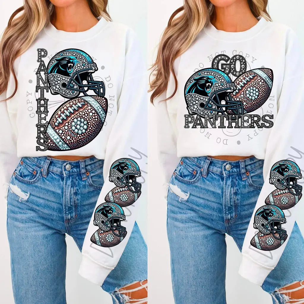 Panthers Rhinestone Football - Branded By Barta