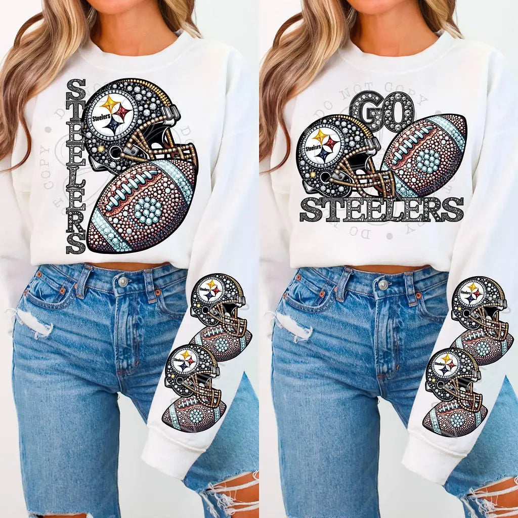 Steelers Rhinestone Football - Branded By Barta