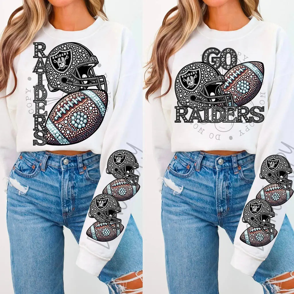 Raiders Rhinestone Football - Branded By Barta