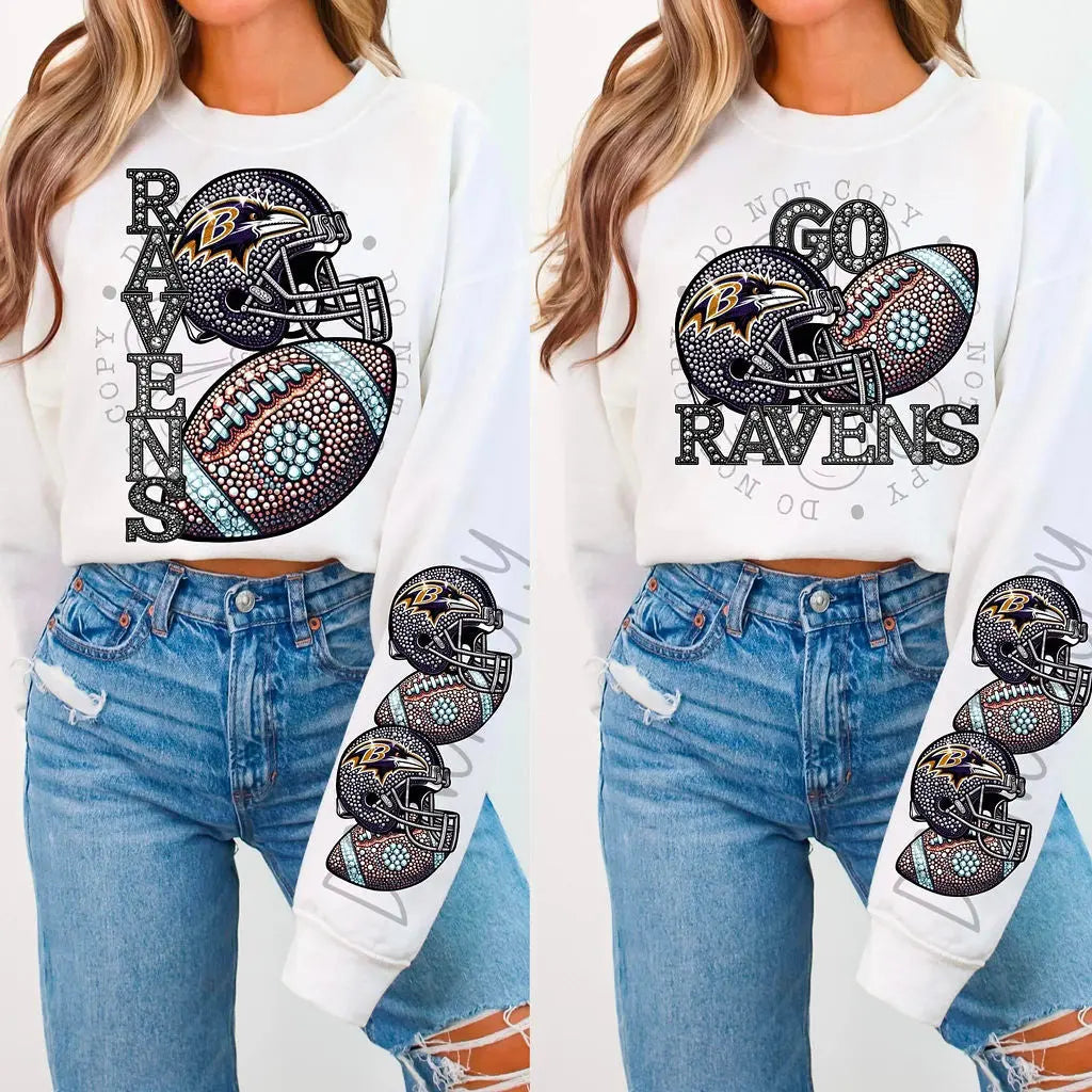 Ravens Rhinestone Football - Branded By Barta